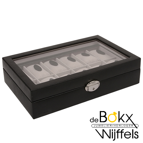 horloge box 12st kunstleer met venster - 54633 horloge box 12st kunstleer met venster - 54633