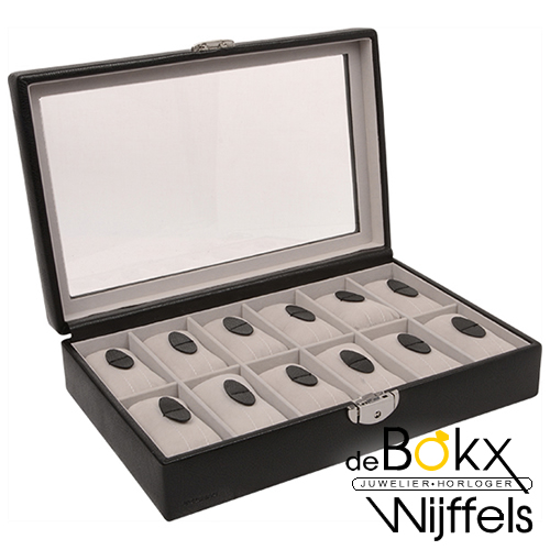 horloge box 12st kunstleer met venster - 54633 horloge box 12st kunstleer met venster - 54633