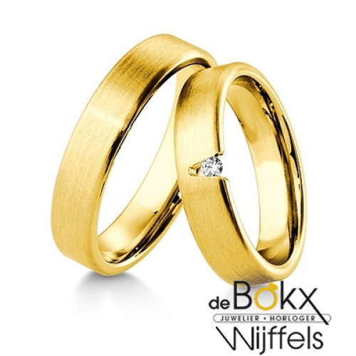 Fantastische Breuning geel gouden trouwringen met diamant - 55412 Fantastische Breuning geel gouden trouwringen met diamant - 55412