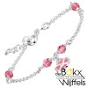 bedelarmband met roze bloem en zilveren jaseron schakel 15cm - 55603 bedelarmband met roze bloem en zilveren jaseron schakel 15cm - 55603