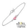Kinder bedelarmband zilver met roze hartje - 51140 Kinder bedelarmband zilver met roze hartje - 51140