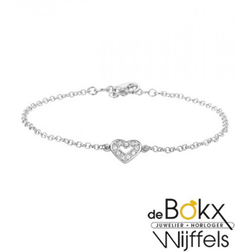 Hartjes bedelarmband zilver met zirkonia - 51172 Hartjes bedelarmband zilver met zirkonia - 51172