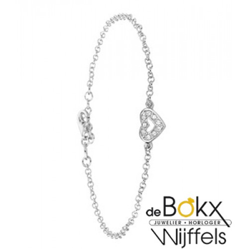 Hartjes bedelarmband zilver met zirkonia - 51172 Hartjes bedelarmband zilver met zirkonia - 51172