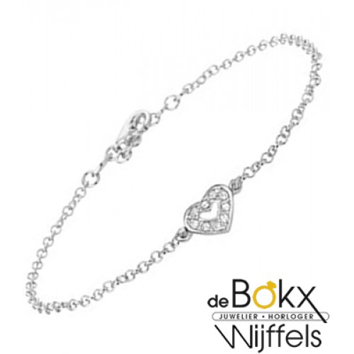Hartjes bedelarmband zilver met zirkonia - 51172 Hartjes bedelarmband zilver met zirkonia - 51172