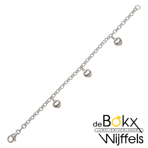 Kinderarmband met hartjes zilver gerhodineerd - 53488 Kinderarmband met hartjes zilver gerhodineerd - 53488