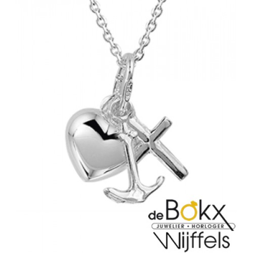ketting met hanger hartje, kruisje en anker (hoop, geloof en liefde) - 53546 ketting met hanger hartje, kruisje en anker (hoop, geloof en liefde) - 53546