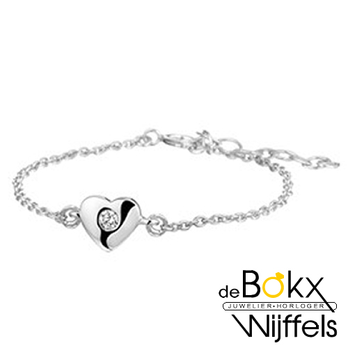 kinder armband zilver met hartje en zirkonia 13+3cm - 53685 kinder armband zilver met hartje en zirkonia 13+3cm - 53685