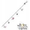 Bedelarmband in zilver met hartjes en roze bedels voor kinderen - 55267 Bedelarmband in zilver met hartjes en roze bedels voor kinderen - 55267