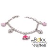 Bedelarmband in zilver met hartjes en roze bedels voor kinderen - 55267 Bedelarmband in zilver met hartjes en roze bedels voor kinderen - 55267