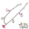 Bedelarmband in zilver met hartjes en roze bedels voor kinderen - 55267 Bedelarmband in zilver met hartjes en roze bedels voor kinderen - 55267