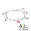 Bedelarmband in zilver met hartjes en roze bedels voor kinderen - 55267 Bedelarmband in zilver met hartjes en roze bedels voor kinderen - 55267