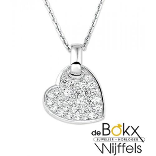 Hartjes ketting met zirkonia in het zilver - 53591 Hartjes ketting met zirkonia in het zilver - 53591