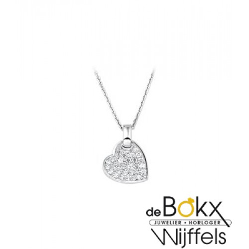 Hartjes ketting met zirkonia in het zilver - 53591 Hartjes ketting met zirkonia in het zilver - 53591
