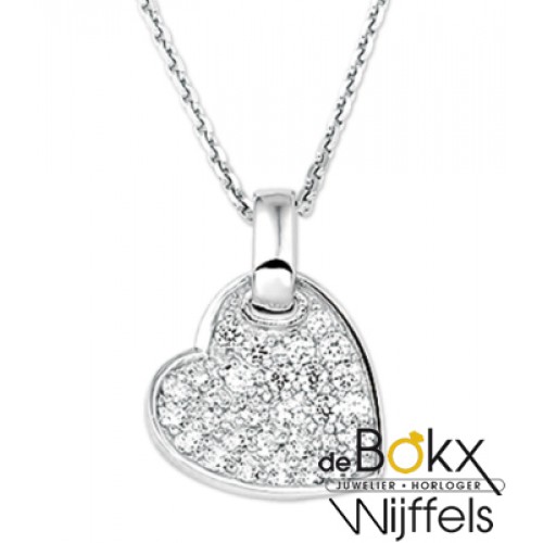 Hartjes ketting met zirkonia in het zilver - 53591 Hartjes ketting met zirkonia in het zilver - 53591