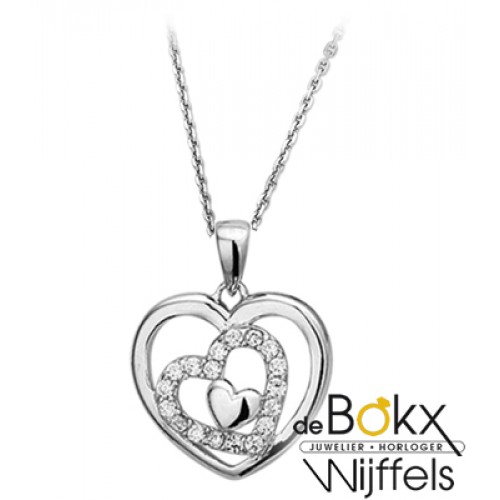 collier met hanger van 3 hartjes 42cm - 53748 collier met hanger van 3 hartjes 42cm - 53748