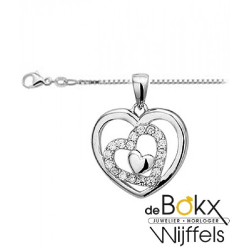 collier met hanger van 3 hartjes 42cm - 53748 collier met hanger van 3 hartjes 42cm - 53748