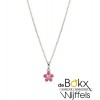 ketting met roze bloem zilver 36 - 40cm - 54784 ketting met roze bloem zilver 36 - 40cm - 54784