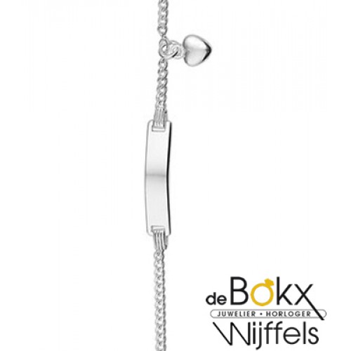 Kinder graveerarmband met hangend hartje 11 - 13 cm - 55910 Kinder graveerarmband met hangend hartje 11 - 13 cm - 55910