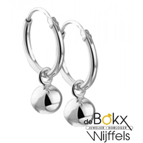 Fijne oorringen met balletje in zilver - 55932 Fijne oorringen met balletje in zilver - 55932