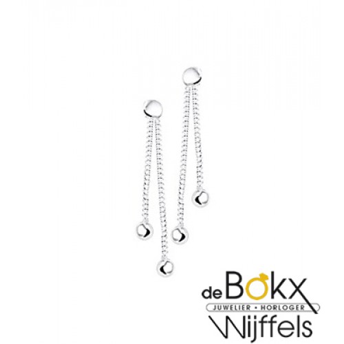 Oorknop hangend met balletjes zilver - 55937 Oorknop hangend met balletjes zilver - 55937