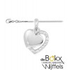 2 hartjes hanger met zirkonia aan ketting in zilver - 56674 2 hartjes hanger met zirkonia aan ketting in zilver - 56674