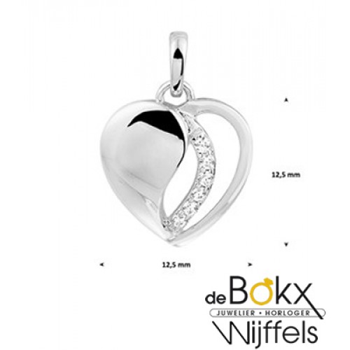 Hartjes hanger in zilver met veel zirkonia steentjes - 56867 Hartjes hanger in zilver met veel zirkonia steentjes - 56867