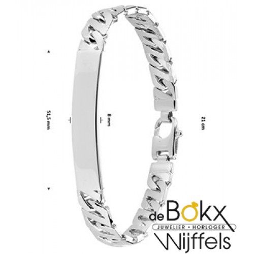 Graveerarmband gourmet 21cm plaat 8mm zilver - 57022 Graveerarmband gourmet 21cm plaat 8mm zilver - 57022