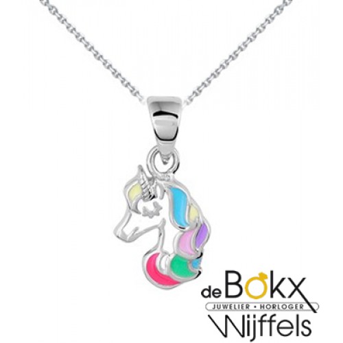 unicorn met ketting zilver emaille - 57344 unicorn met ketting zilver emaille - 57344