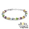 Kralen armband met diverse kleurstenen en zilver18+2.5cm - 57909 Kralen armband met diverse kleurstenen en zilver18+2.5cm - 57909