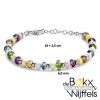 Kralen armband met diverse kleurstenen en zilver18+2.5cm - 57909 Kralen armband met diverse kleurstenen en zilver18+2.5cm - 57909