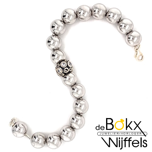 Bijzondere zilveren kralen armband 19,5cm - 50775 Bijzondere zilveren kralen armband 19,5cm - 50775