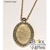 Gouden ashanger met ketting ovaal met zirkonia rij en graveerplaatje - 55003 Gouden ashanger met ketting ovaal met zirkonia rij en graveerplaatje - 55003