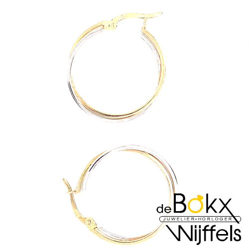 Geel- en wit gouden creolen gehaakt - 55392 Geel- en wit gouden creolen gehaakt - 55392