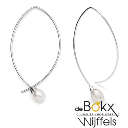 Oorbellen zilver van bastian inverun met parel - 57154 Oorbellen zilver van bastian inverun met parel - 57154
