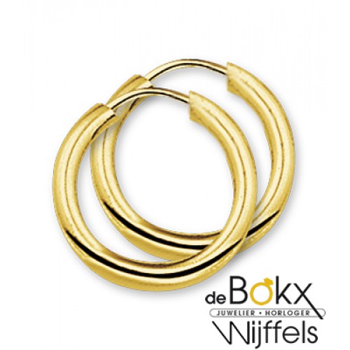 Creolen geel goud meet een ronde buis en een insteek sluiting - 55972 Creolen geel goud meet een ronde buis en een insteek sluiting - 55972