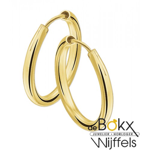 Creolen geel goud meet een ronde buis en een insteek sluiting - 55972 Creolen geel goud meet een ronde buis en een insteek sluiting - 55972