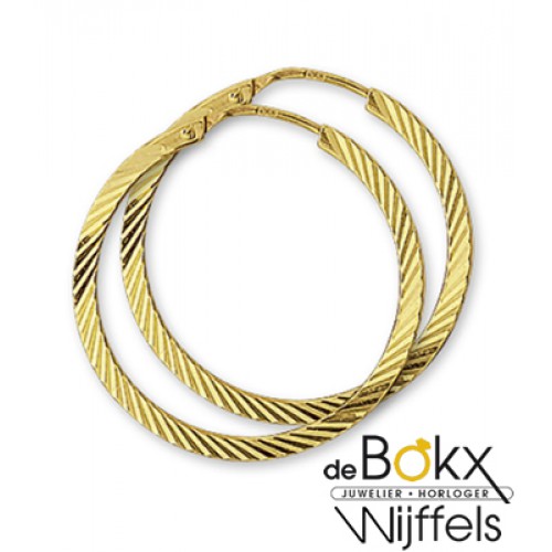 Gouden Creolen vierkante buis gediamanteerd - 52258 Gouden Creolen vierkante buis gediamanteerd - 52258