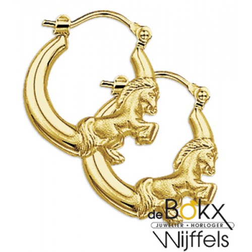 Gouden oorbel met paard - 52943 Gouden oorbel met paard - 52943