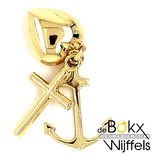 Gouden hanger met geloof hoop en liefde bedels. - 52150 Gouden hanger met geloof hoop en liefde bedels. - 52150