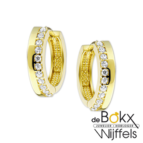 Geel gouden oorringen met zirkonia - 53089 Geel gouden oorringen met zirkonia - 53089