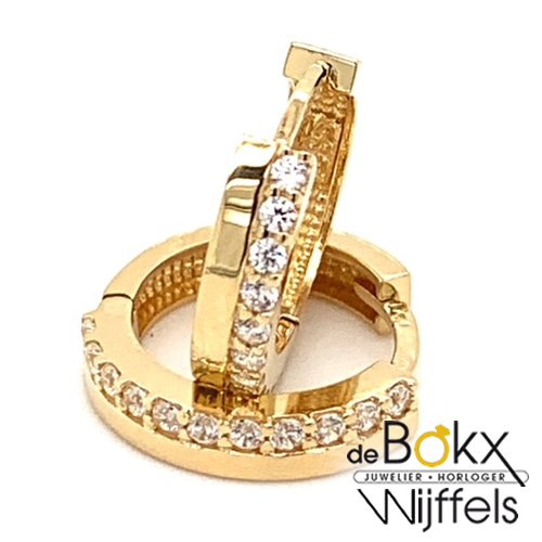 Geel gouden oorringen met zirkonia - 53089 Geel gouden oorringen met zirkonia - 53089
