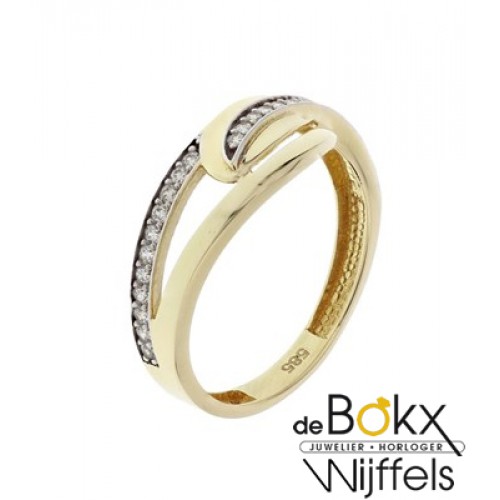 Geelgoud damesringen zirkonia maat 52 - 55719 Geelgoud damesringen zirkonia maat 52 - 55719