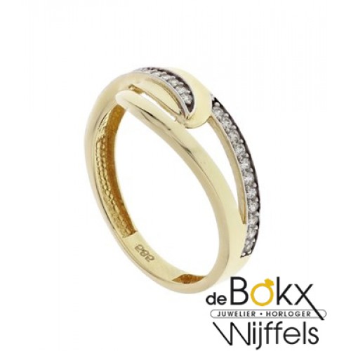 Geelgoud damesringen zirkonia maat 52 - 55719 Geelgoud damesringen zirkonia maat 52 - 55719