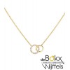 Geelgouden ketting met cirkels en diamanten. - 55723 Geelgouden ketting met cirkels en diamanten. - 55723