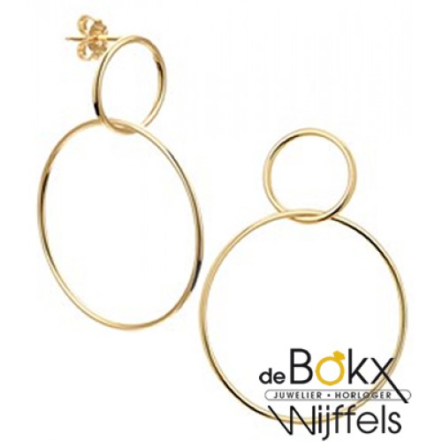 Geelgoud oorhangers cirkel lang - 55734 Geelgoud oorhangers cirkel lang - 55734