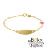 Geelgoud graveer armband met roze hardje 11 - 13cm - 56908 Geelgoud graveer armband met roze hardje 11 - 13cm - 56908