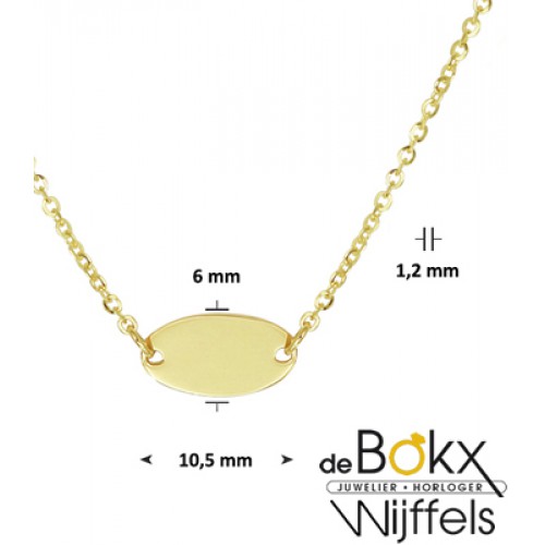 Geel gouden ketting met ovaal plaatje - 56812 Geel gouden ketting met ovaal plaatje - 56812