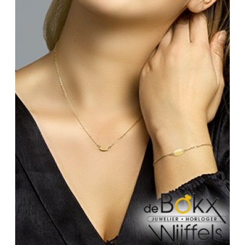 Geel gouden ketting met ovaal plaatje - 56812 Geel gouden ketting met ovaal plaatje - 56812
