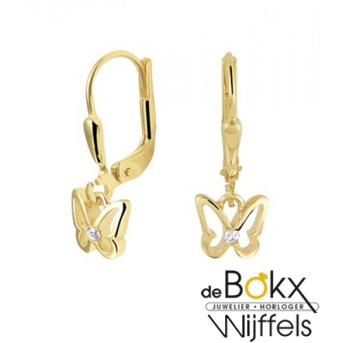 Gouden oorhangers met een vlinder - 56909 Gouden oorhangers met een vlinder - 56909