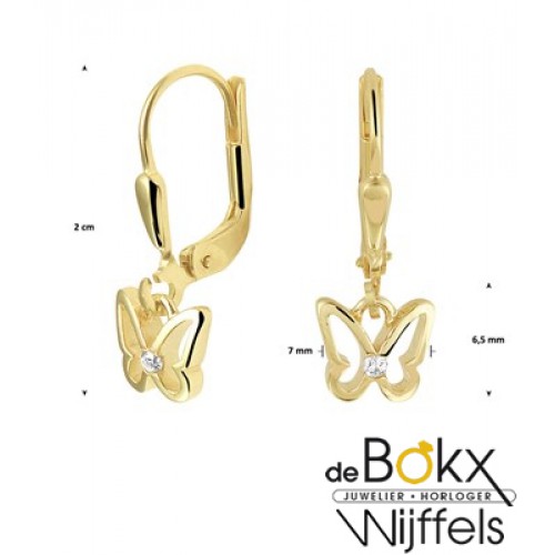 Gouden oorhangers met een vlinder - 56909 Gouden oorhangers met een vlinder - 56909